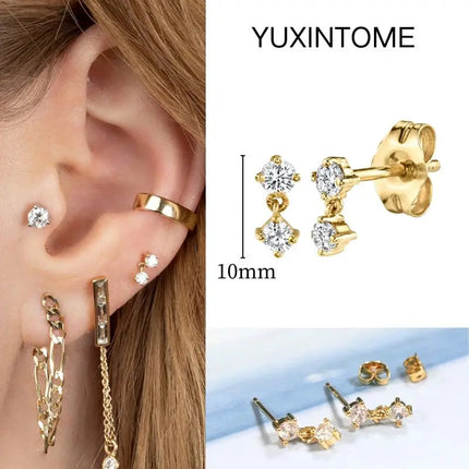 White Color Zircon Hoop Earrings 925 Sterling Silver Needle Cross/Star/Flower/Water Drop Pendant Gold Earrings Luxury Jewelry PlatiNum