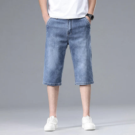 Nuovi Pantaloncini in Denim Sottili da Uomo Estate 2026, Morbidi e Confortevoli, Effetto Seta Ghiaccio, Vestibilità Ampia, Blu Chiaro e Blu Scuro, Taglie Grandi