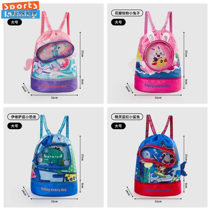 Kids' Swim Bag with Dry and Wet Separation Waterproof Swimming Bags Cute Cartoon Children's Beach Backpack Sports Bag