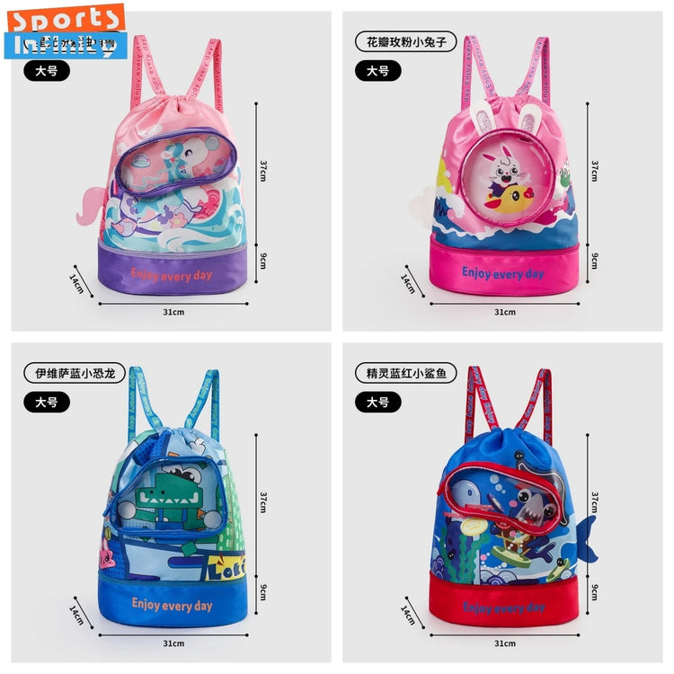 Borsa da nuoto per bambini con separazione asciutta e bagnata Borse da nuoto impermeabili Borsa sportiva per zaino da spiaggia simpatico cartone animato per bambini