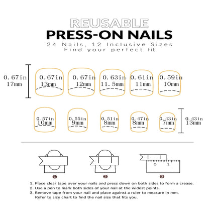 24pcs/set short square fake nails for women cute bride heart white french tips faux ongles y2k press on false nail supplies