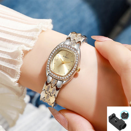 Orologio al quarzo moda donna placcato oro di lusso Semplice cinturino con fibbia di qualità per orologio da lavoro in acciaio inossidabile a forma di botte di Roma platinumshop
