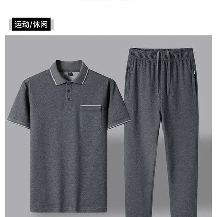 2024 Summer New Comfortable Soft Cotton Fashion Suit Men's Casual Relaxed Breathable Plus Size High Quality Sports Two-Piece Set PlatiNum