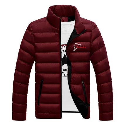Winter New Down Hoodies 2026 Men's The Racing Track Nurburgring Logo Print Warm Thick Windproof Stand Collar High Quality Jacket