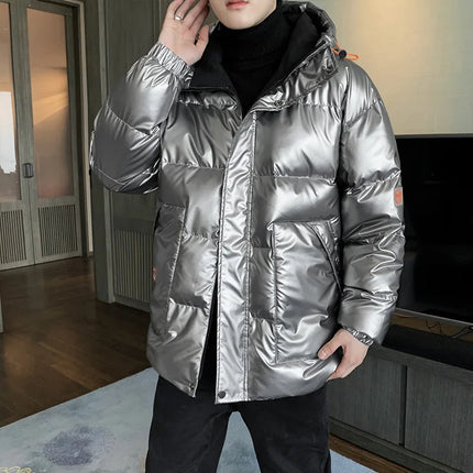 Autumn Winter Men's Cotton-padded Clothes Casual Winter Jacket Men's Thickened Thermal Glossy Jackets Large-size Men's Parkas