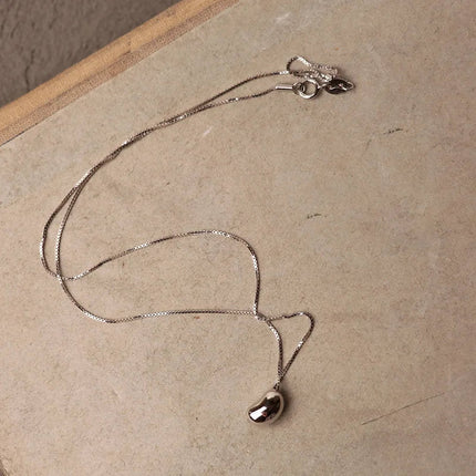 Collana con ciondolo a forma di fagiolo in argento sterling 925, gioielli classici per le donne, gioielli di moda, festa, regalo di San Valentino, 45 cm PlatiNum