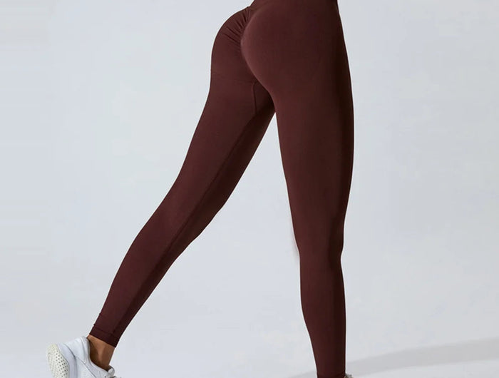 Seamless Women Solid Color High Waist Yoga Pants Sexy Hip-lifting Tight Sports Pants Women Push Up Fitness Workout Yoga Leggings PlatiNum