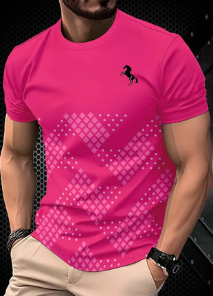 T-shirt de luxe estivale pour homme avec impression 3D dégradée, motif abstrait vagues et spirales turquoise et or, col rond à manches courtes, respirant