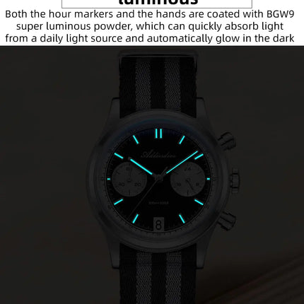 ADDIESDIVE NEW Men's Watches VK64 Movement Quartz Wristwatch Waterproof 100m Chronograph AR Coating 38mm Luxury Watch Man AD2095