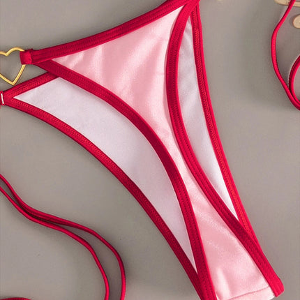 XS - L Halter Mini Micro Perizoma Bikini Donna Costumi da bagno Costume da bagno femminile Bikini a due pezzi Costume da bagno imbottito Costume da bagno V7595 PlatiNum
