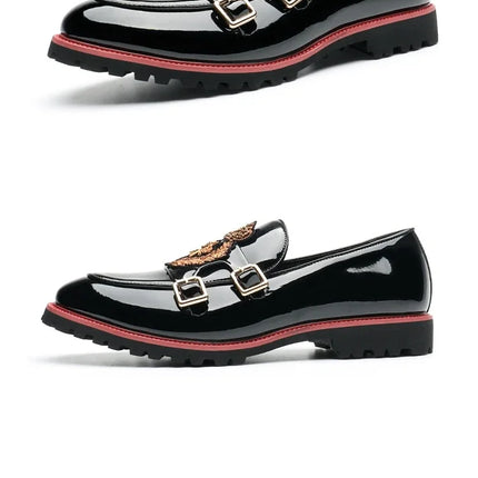 Scarpe in pelle di lusso per uomo Moda ricamo Uomo Scarpe da monaco stile britannico Mocassini di alta qualità Scarpe da uomo d'affari casual 2025