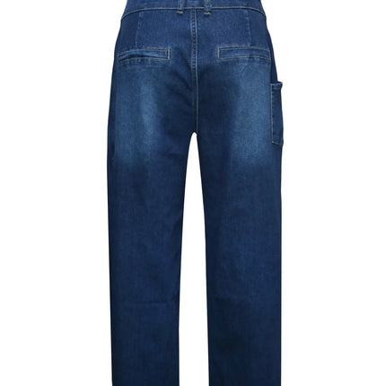 Jeans Larghi Vintage in Denim Lavato per Donna, Vita Alta con Asimmetrico Design Incrociato, Stile Y2K Streetwear Casual alla Moda