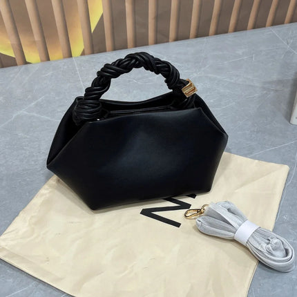 Borsa a tracolla/da spalla da donna in morbida pelle di alta qualità, con manico in corda intrecciata, elegante e casual per l'uso quotidiano.