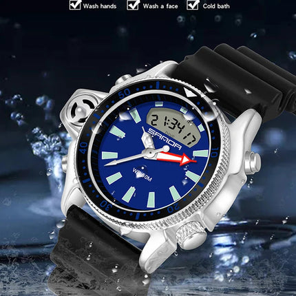 SANDA Sport orologio digitale al quarzo da uomo orologi subacquei creativi orologio da uomo con allarme impermeabile orologio con doppio Display Relogio Masculino platinumshop