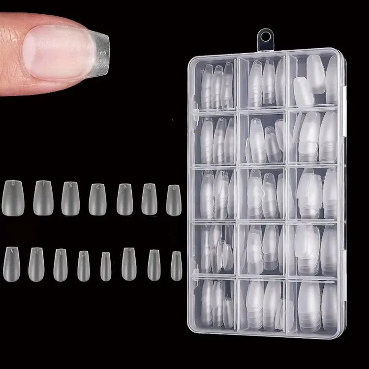 Box of 330 Short Almond Nail Tips - Upgraded Matte Gel Nail Stickers, No File, Pre-Shaped Full Coverage Short Almond Nails