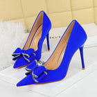 BIGTREE New Fashion Women Dress Shoes 10cm tacchi alti Shallow Toe Crystal Butterfly Knots Lady Red Silk Shoes taglia 34-40