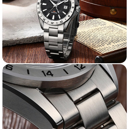 ADDIESDIVE GMT Men Quartz Watch Sapphire Crystal Swiss Ronda 515-24H Dual Time BGW9 Super Luminous 20Bar Waterproof Diver Watch