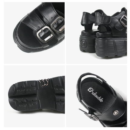 U-DOUBLE 2026 Women's Platform Punk Style Sandals Summer Women's Clip Toe Roman High Heel Slippers