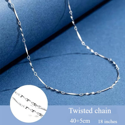 925 Sterling Silver 1.1mm Thin Rolo Chain, Water Wave Chain, Necklaces for Women Fashion Jewelry DIY Matching Wholesale PlatiNum