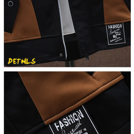 Men's Casual Hooded Jackets Autumn Patchwork Thin Coats Outwear Top Windbreaker Streetwear Clothing Plus Size
