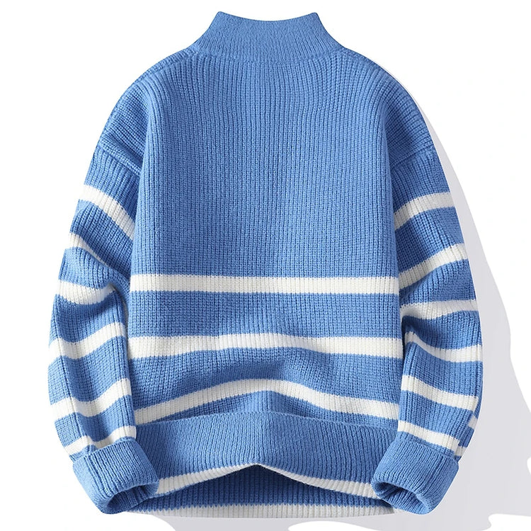 New Trendy Autumn and Winter Jacquard Pattern Pullover Sweater Casual Round Neck Color-Blocking Knit Men's Pullover