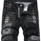 Pantaloncini strappati estivi Jeans da uomo Pantaloncini di jeans Pantaloni dritti elasticizzati Casual Freschi sottili al ginocchio Pantaloni quotidiani di marca di moda