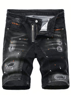 Pantaloncini strappati estivi Jeans da uomo Pantaloncini di jeans Pantaloni dritti elasticizzati Casual Freschi sottili al ginocchio Pantaloni quotidiani di marca di moda