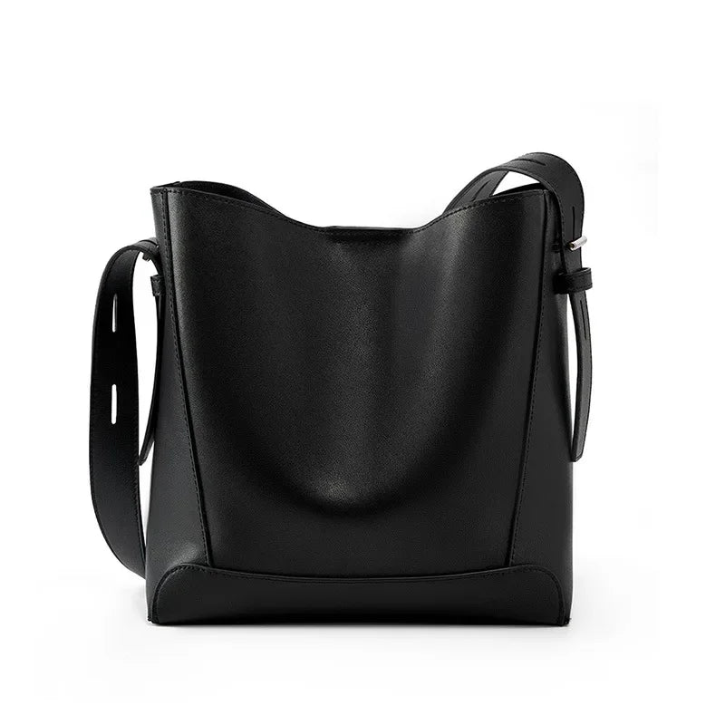 100% Genuine Leather Women Shoulder Bag Large Capacity Cowhide Bucket Bags Fashion Casual Female Crossobdy Bag 2391