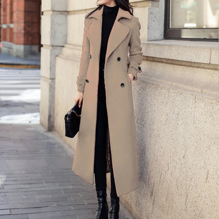 Women‘s Coat Winter Korean Fashion Long Coated Thickened Woolen Winter Coat for Women Black Coat Harajuku