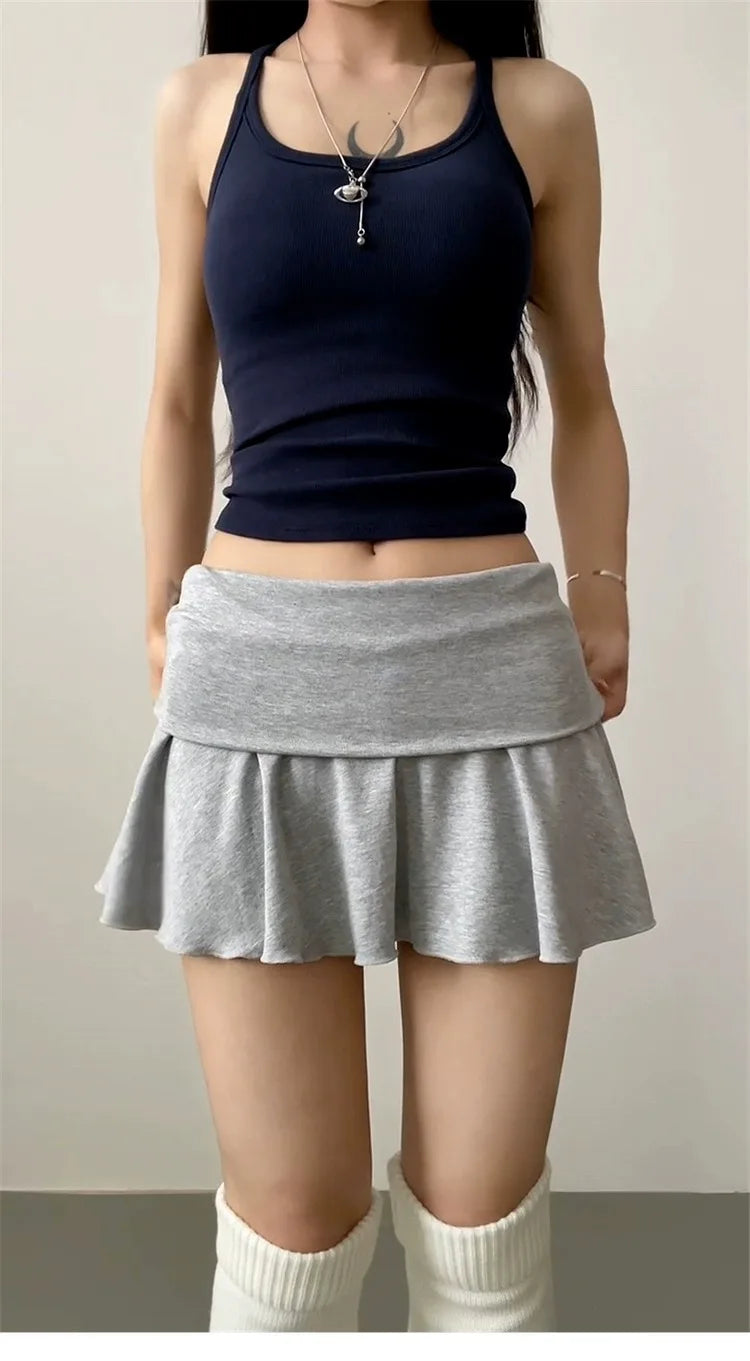 Minigonne Arricciate alla Moda con Vita Alta, Gonne Sportive Slim da Yoga per Donne, Abbigliamento Femminile Estivo Y2K Casual Anti-Esposizione