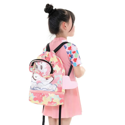 Borsa da spiaggia con coulisse per bambini con separazione asciutta e bagnata, impermeabile, regolabile, per sport, nuoto, viaggi, fitness, spiaggia, borsa da nuoto per bambini