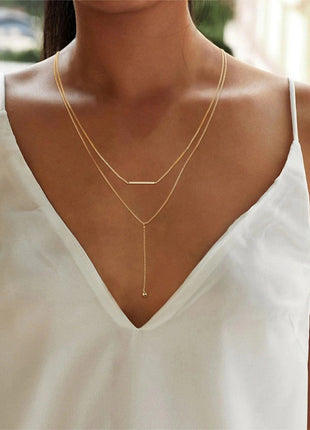 Lariat Gold Necklace for Women Teen Girls Mom, Dainty Long Necklace 14k Gold Plated STAINLESS STEEL Y-Shaped Pendant Necklaces PlatiNum