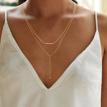 Lariat Gold Necklace for Women Teen Girls Mom, Dainty Long Necklace 14k Gold Plated STAINLESS STEEL Y-Shaped Pendant Necklaces PlatiNum