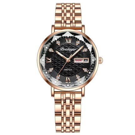 Orologio da donna POEDAGAR di alta qualità, in acciaio inossidabile, raffinato orologio da polso a bracciale, impermeabile, luminoso, elegante, orologio da donna, Reloj platinumshop