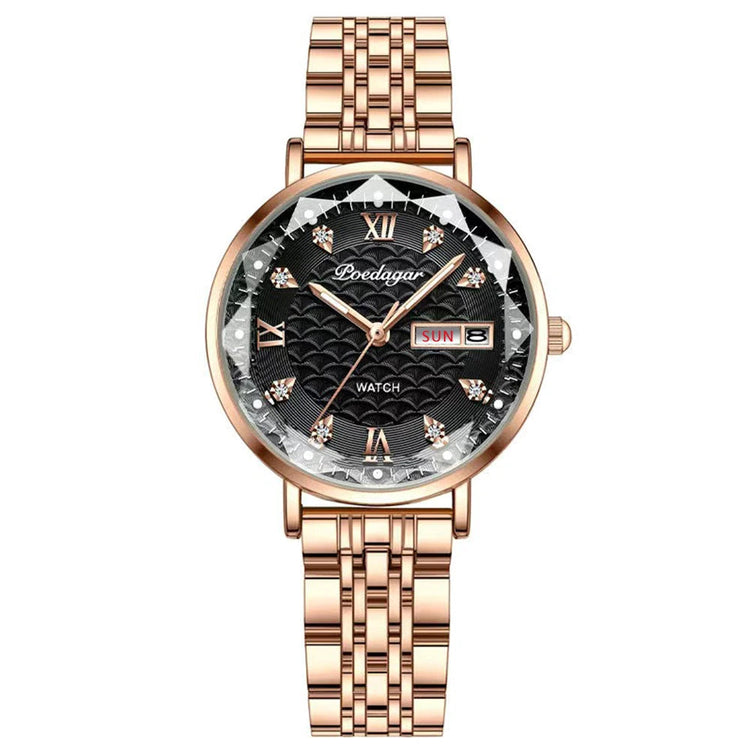 Orologio da donna POEDAGAR di alta qualità, in acciaio inossidabile, raffinato orologio da polso a bracciale, impermeabile, luminoso, elegante, orologio da donna, Reloj platinumshop