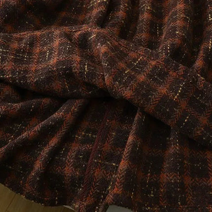Art Mori Girls Woolen Skirts New 2025 Autumn Winter Basics Woman Cute Sweet Japanese Preppy Style Retro Vintage Long Plaid Skirt PlatiNum