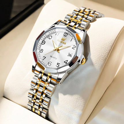 OLEVS 9931 Elegante Orologio da Donna di Lusso, Marca Originale, Movimento al Quarzo, Impermeabile, in Acciaio Inossidabile, Luminoso con Data platinumshop