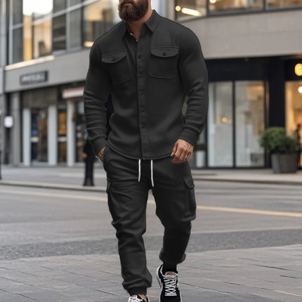 Outdoor Tactical Hunting Jacket for Men, American Heavy Heavy Men's Overalls, lined with Sports Pants, Shirt, 2 Sets PlatiNum