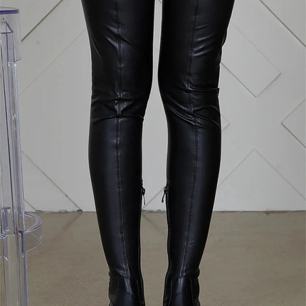 2025 Winter Over the Knee Women Boots European Platform Zipper Ladies Shoes Comfort Square High Heels Elastic Leather Long Boots PlatiNum