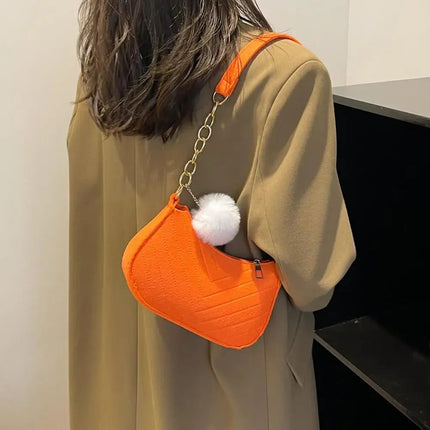 Mini Women Shoulder Bags Fashion Felt Women's Bag Design Advanced Underarm Handbags Mini Saddle Bag PlatiNum