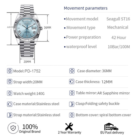 PAGANI DESIGN DD36 Orologi da uomo Orologio automatico di moda per uomo AR Vetro zaffiro ST16 Orologio da polso meccanico da uomo 2025 Nuovo orologio
