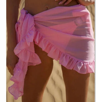 Costume da bagno donna Bikini covers-Up gonna estate tinta unita Beach Wrap gonna costumi da bagno donna Ruffles Trim Lace Up Sarong Cover Ups platinumshop