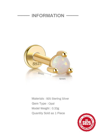CANNER 1PC 925 Sterling Silver Exquisite Crown Opal Piercing Earring for Women Ear Studs Cartilage Earring Body Jewelry Gift PlatiNum