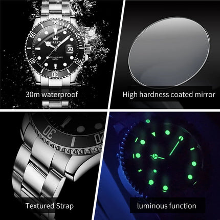 OLEVS Orologi da uomo Trend Luxury Cinturino in acciaio pregiato Grande data Orologio da polso al quarzo di marca originale per uomo Impermeabile luminoso 5885 Nuovo platinumshop