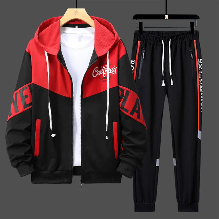 2027 New Style Men Cardigan and Pants Casual 2 Piece Set Sportswear Spring and Autumn Men's Clothing Printed Tracksuits Hoodies