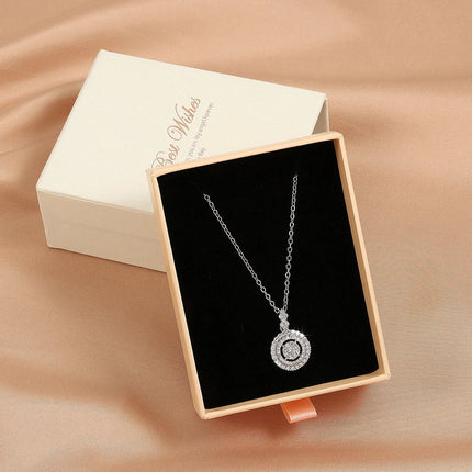 ZAKOL Simple Geometric Crystal White Zircon Pendant Necklace For Women Silver-Color Wedding Party Jewelry Gift With Box PlatiNum