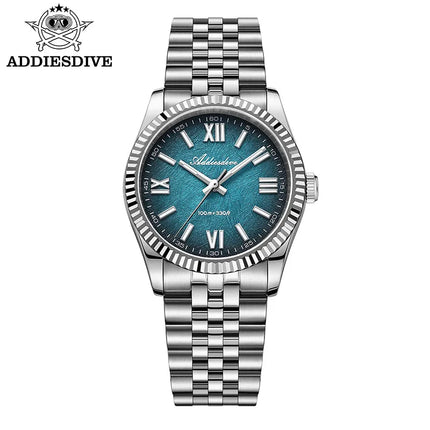 ADDIESDIVE New 36mm Watch for Men AD2512 Luxury Sapphire VH31 Quartz Wristwatch 100m Waterproof Stainless Steel Luminous Watches