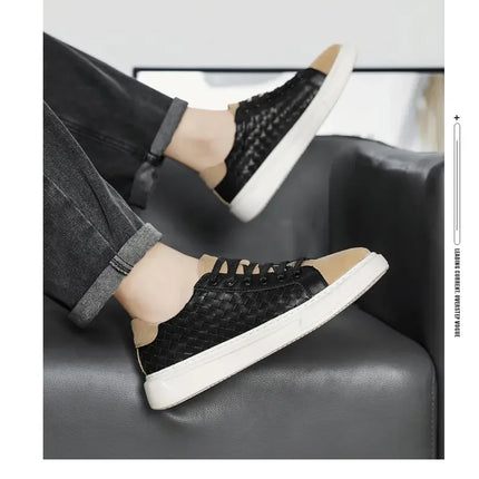 Sneakers Premium Breathable Woven Black Casual Shoes for Men Lightweight Comfortable Daily Walking Outdoor Footwear