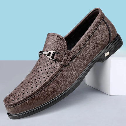 Mocassini in Vera Pelle per Uomo, Scarpe Casual Classiche per Lavoro e Pendolarismo, Slip-on Comodi per Passeggiate