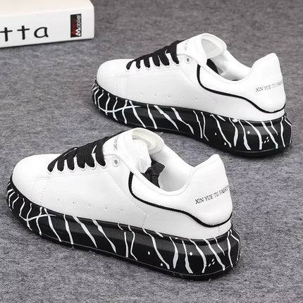 Brand men's shoes, fashionable and versatile couple's sneakers, breathable sports and leisure thick-soled women's white shoes